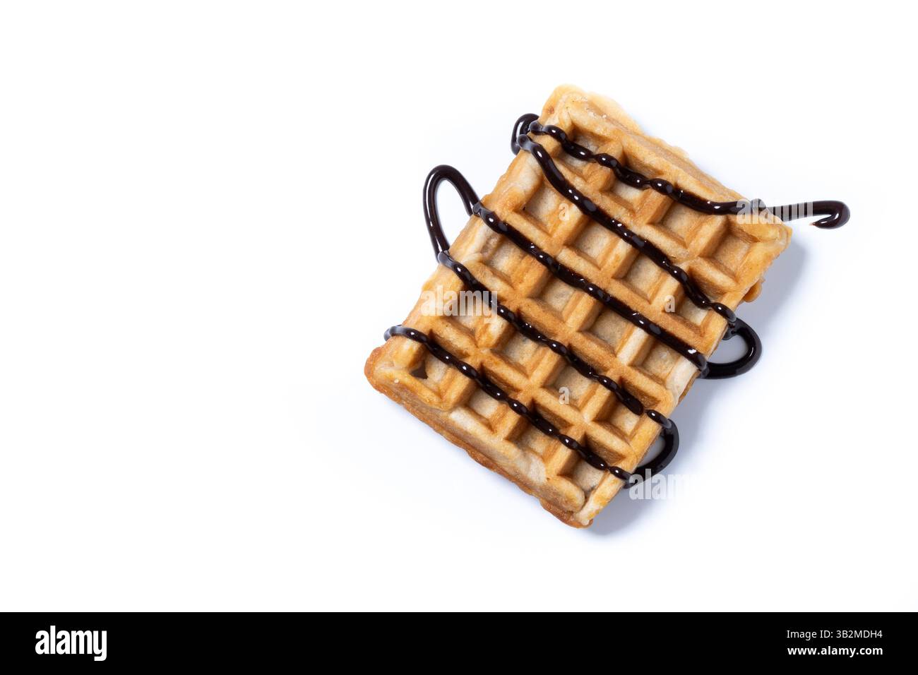 Belgian Waffles with chocolate isolated on white background Stock Photo
