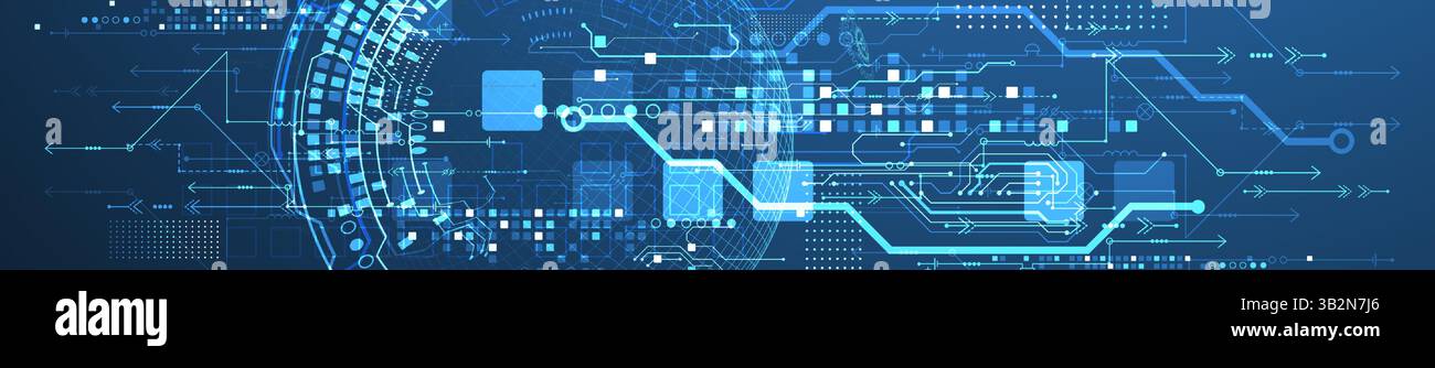 Abstract circuit board background with sphere. Hi-tech digital technology concept. Vector. Stock Vector