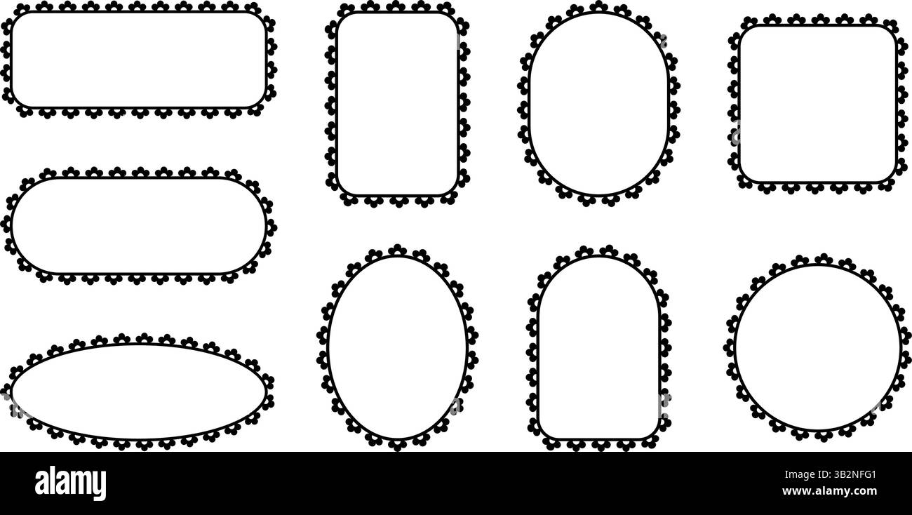 Frames with scallop border. Lace patterns border edges on different ...