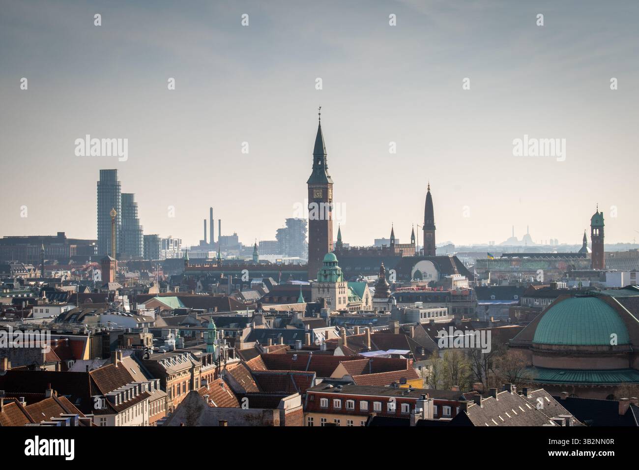 Copenhagen Skyline as seen from the Round Tower Stock Photo