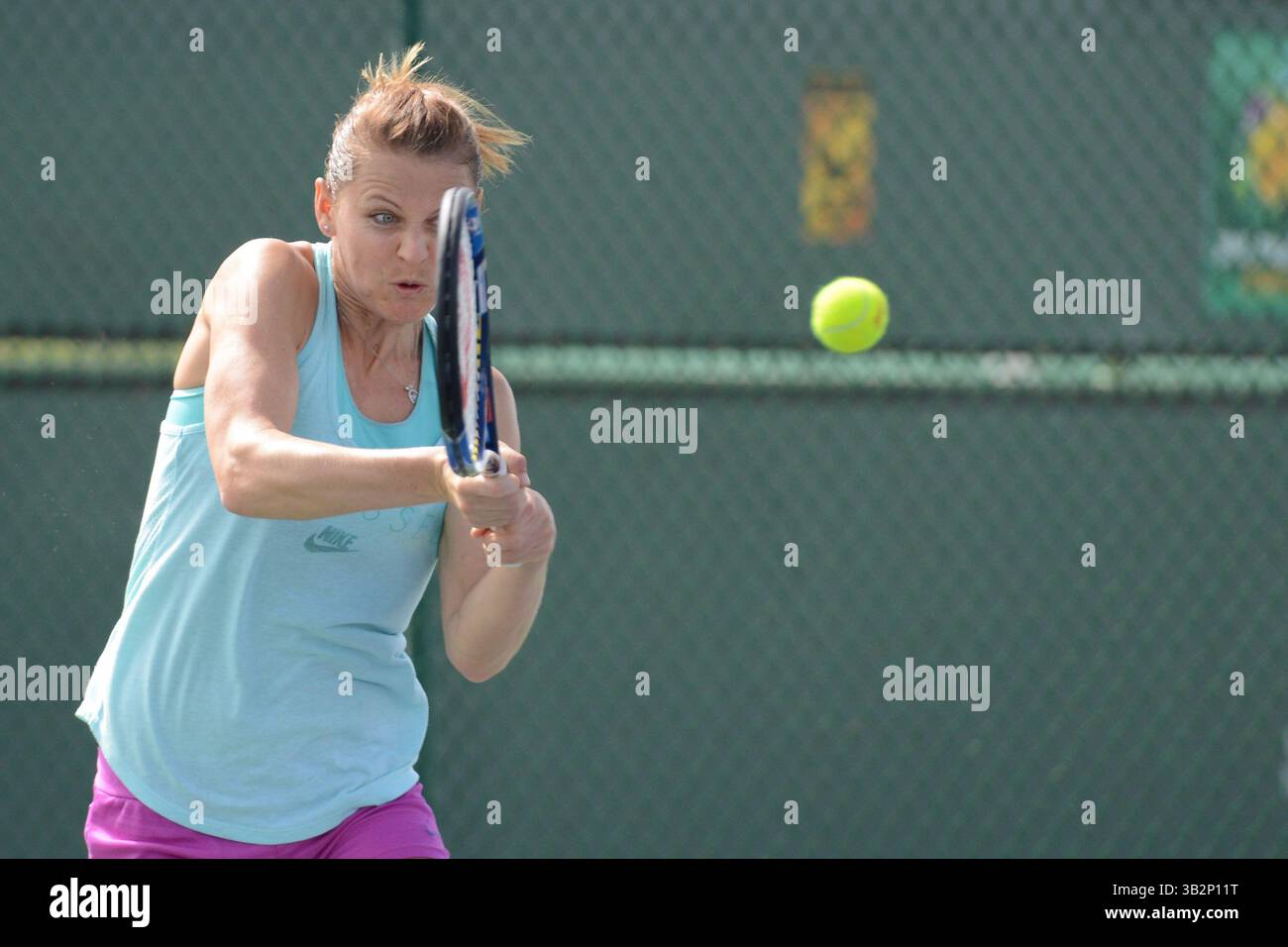March 5, 2016 - Indian Wells, California, United States - LUCIE SAFAROVA practices at the Indian Wells Tennis Garden on Saturday March 5 2015. (Credit Image: © Christopher Levy via ZUMA Wire) Stock Photo