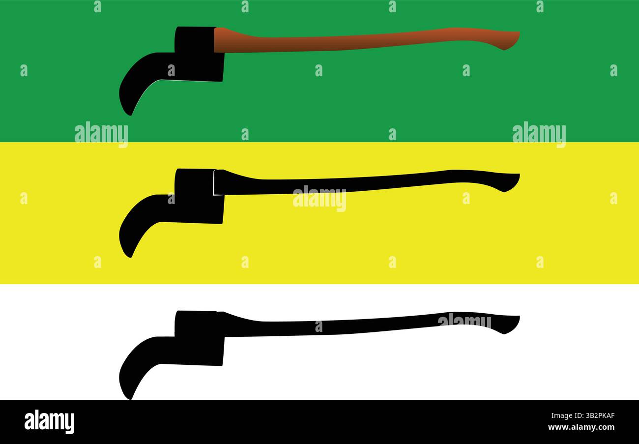 Brush Axe Vector and Silhouette Set – Forestry Tool Illustration Collection Stock Vector