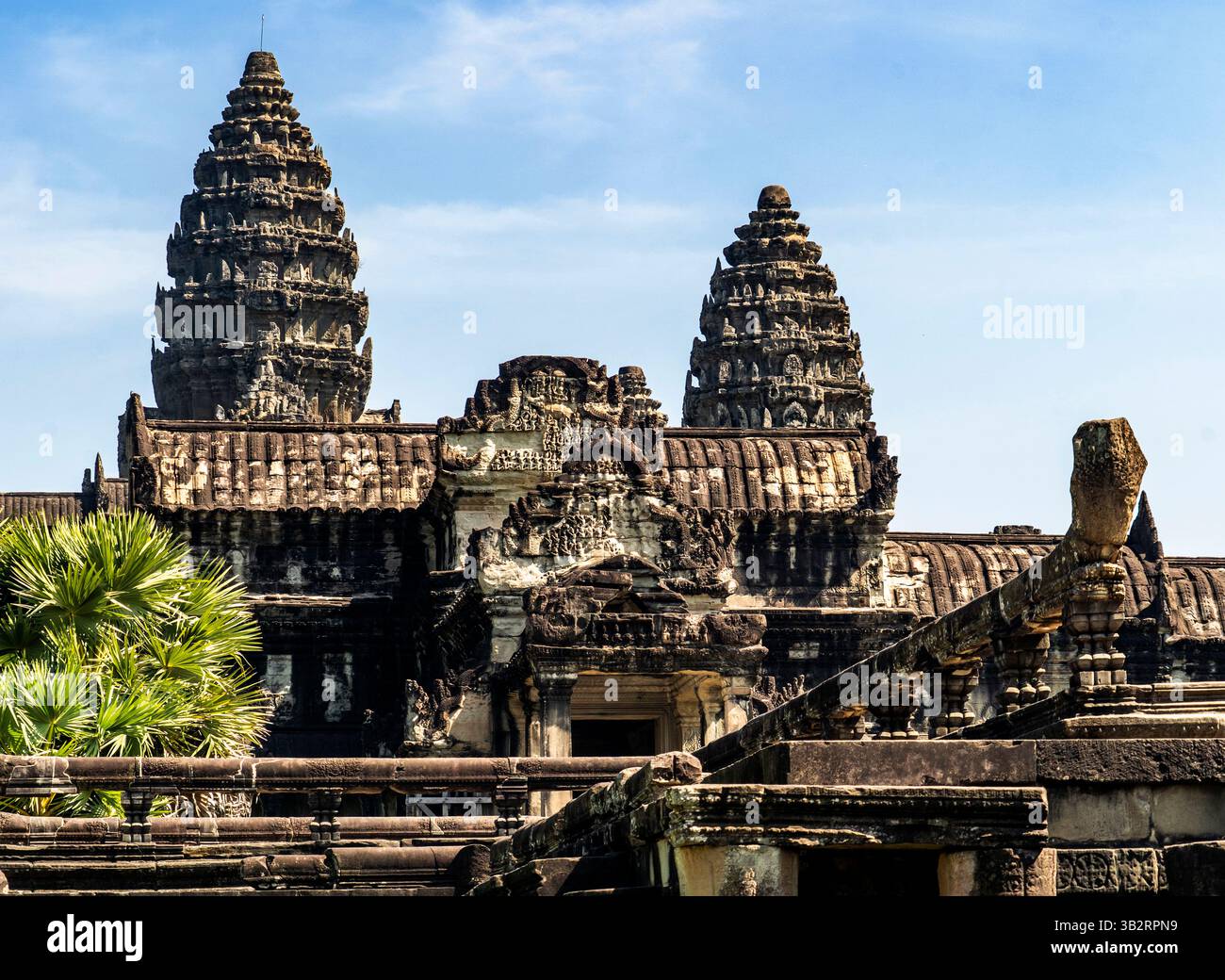 A stunning view of ancient temple architecture featuring intricate ...