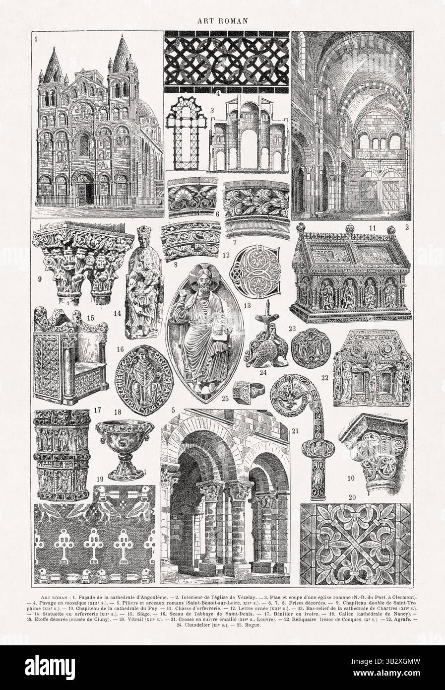 Illustration on Romanesque art taken from a late 19th-century French ...