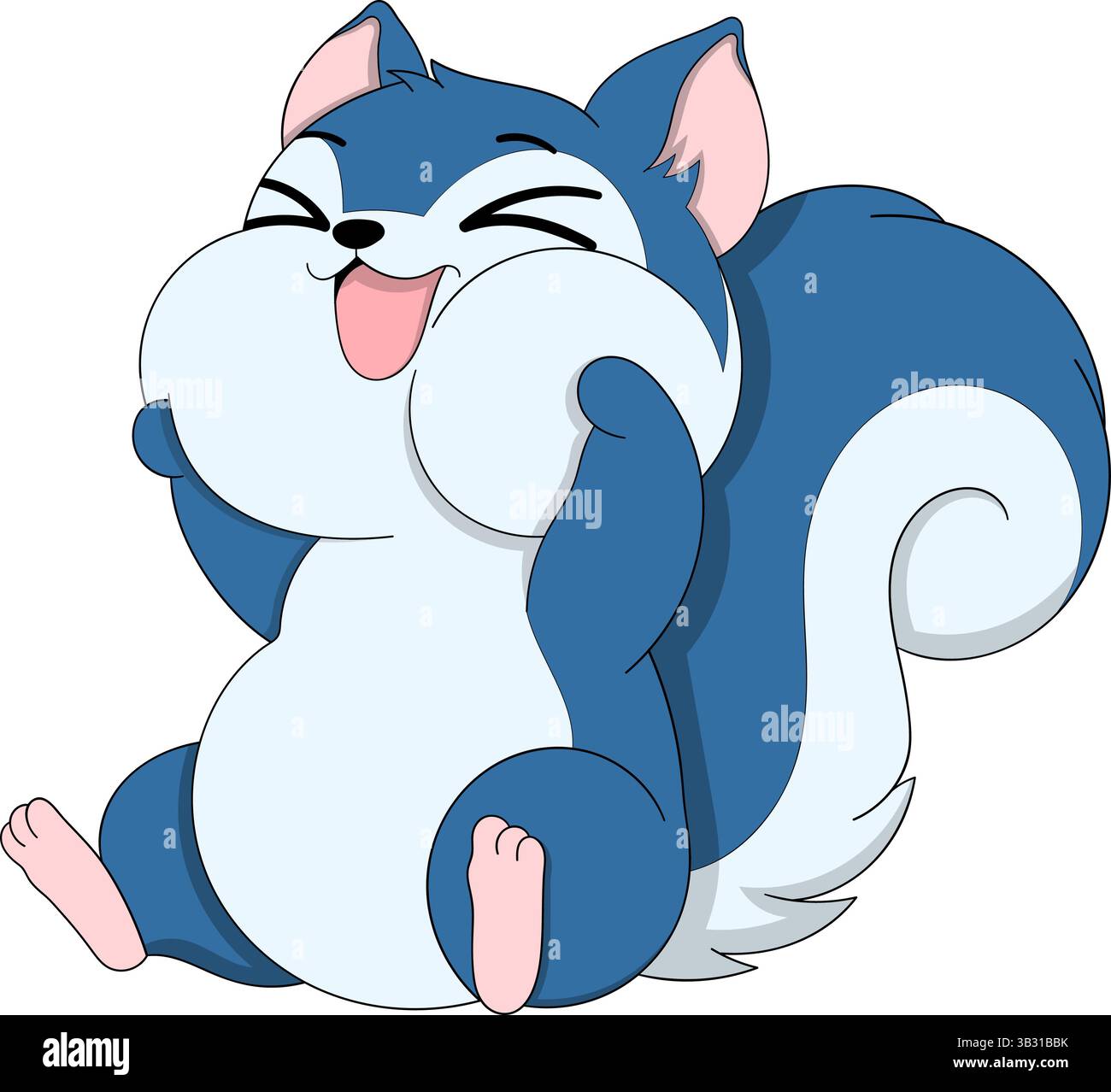 Joyful cartoon squirrel character laughing with big cheeks and a wide ...