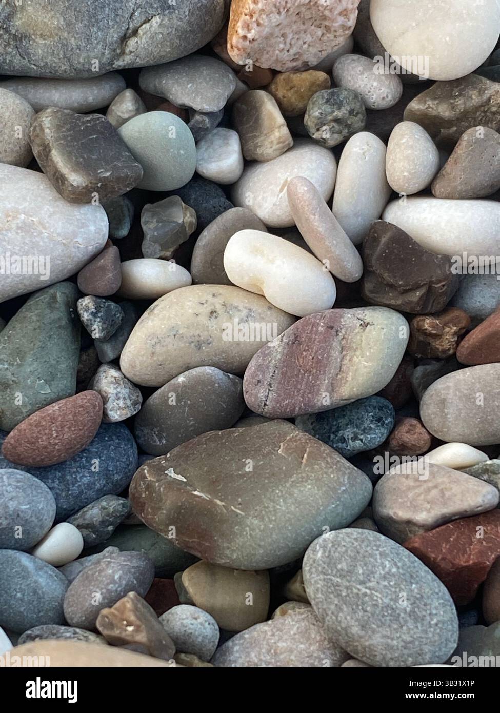 Macro photo of colorful smooth pebbles on the beach with natural ...