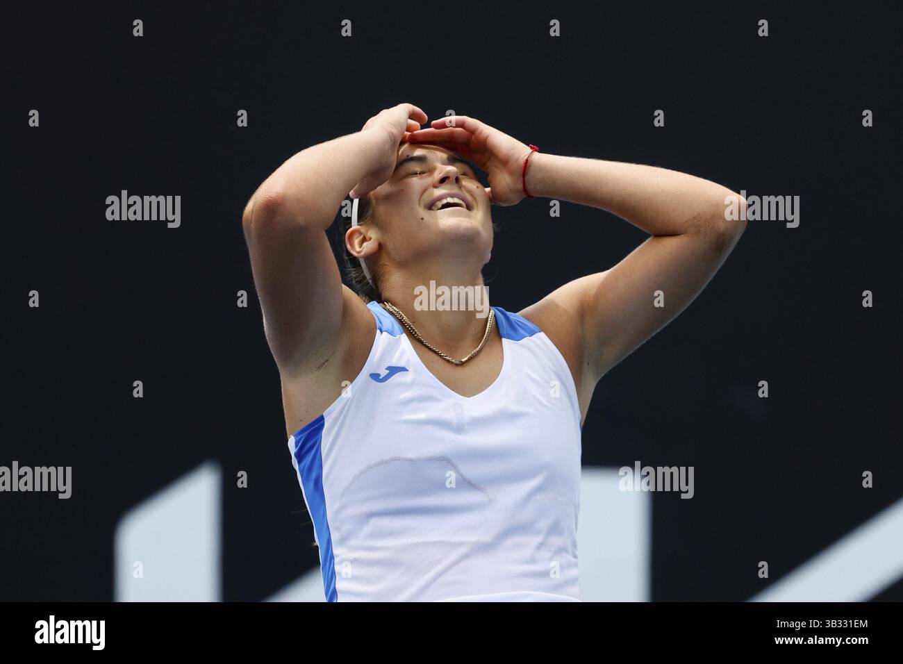 MELBOURNE, AUSTRALIA - JANUARY 09: Julia Riera of Argentina beats Maddison Inglis of Australia in qualifying for the 2025 Australian Open at Melbourne Stock Photo