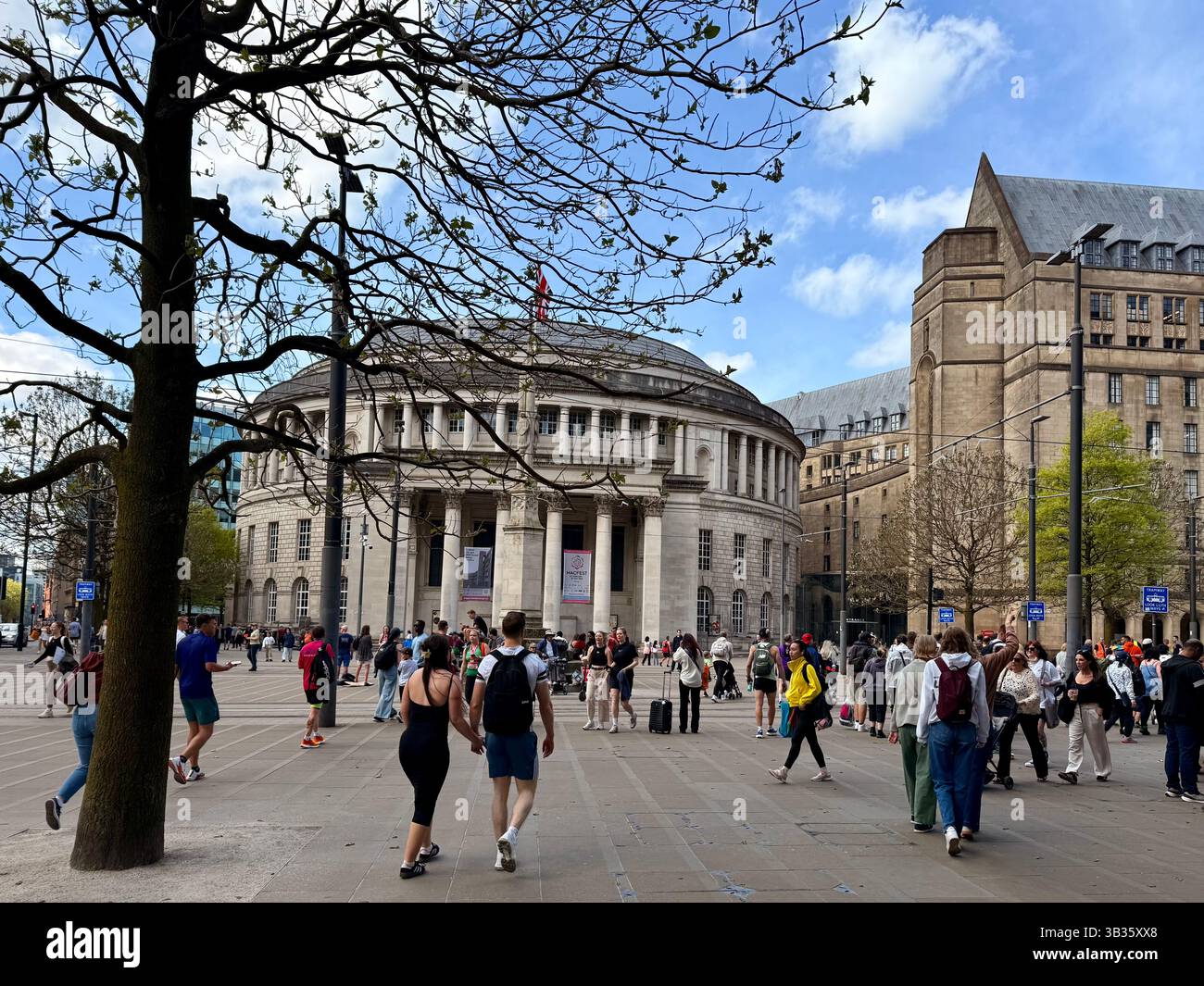 Saint Peters Square and library in Manchester - Smartphone Captured Stock Image Saint Peters Square and library in Manchester - Smartphone Captured Stock Image