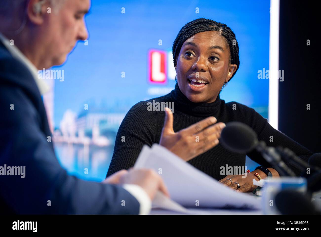 Conservative Party leader Kemi Badenoch during an appearance on LBC ...