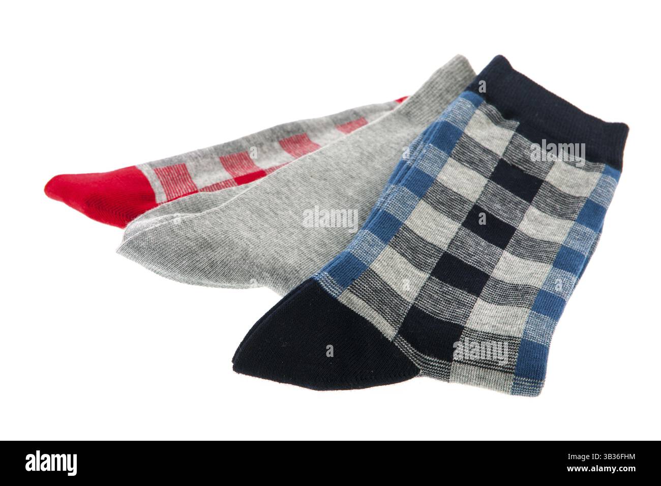 Red, blue and gray socks Stock Photo