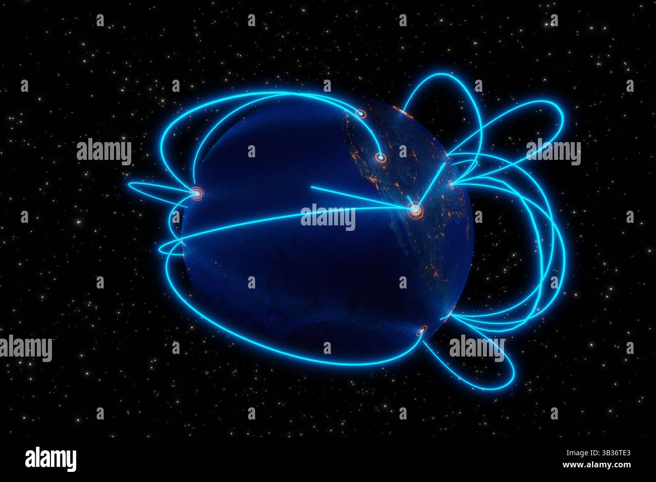 Three-dimensional rendering of the planet Earth focused on the American ...