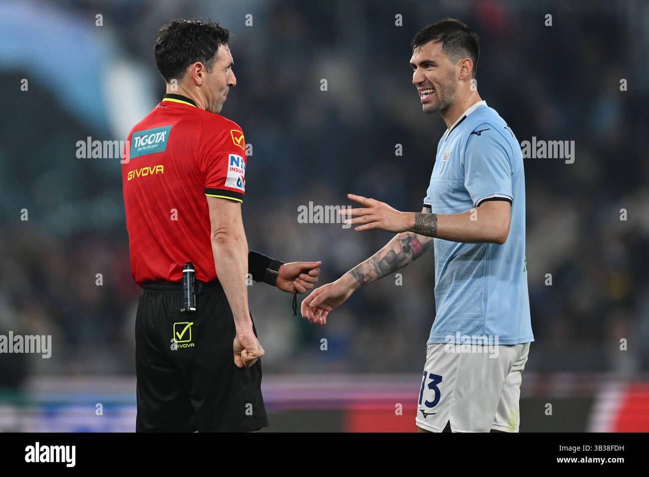 Rome, Italy. 28th Apr, 2025. Referee Juan Luca Sacchi and Alessio ...