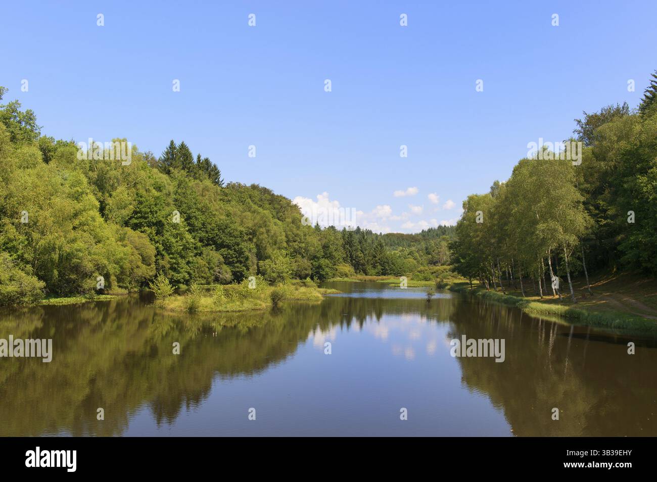 Drainage-basin lake in Treignac in France Stock Photo