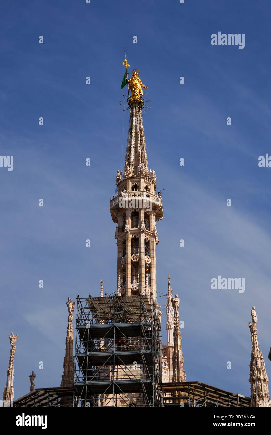 Milan, Italy - 19.03.2024: Restoration of iconic cathedral spire under ...