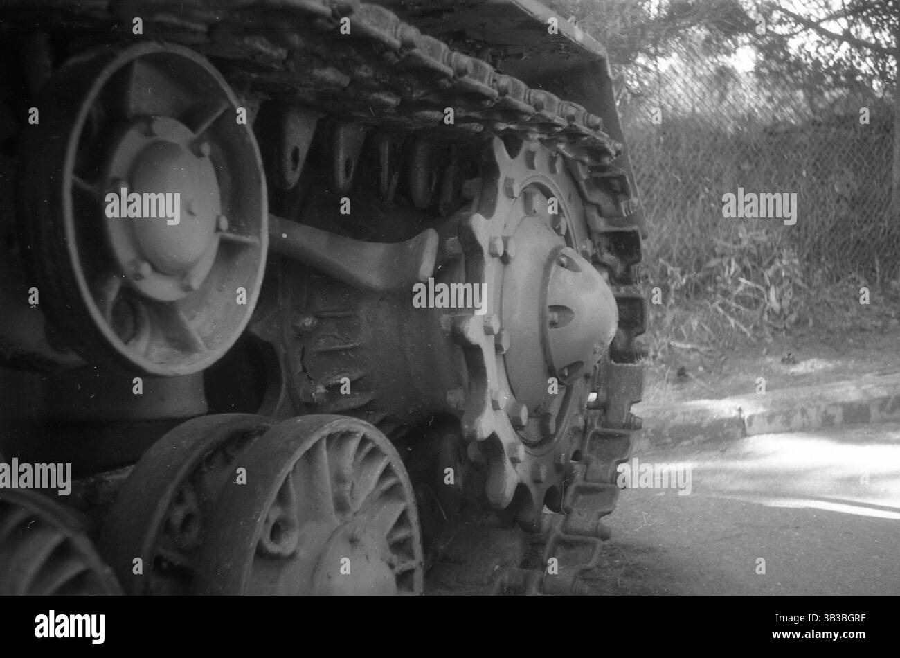 Soviet tank in the open-air museum. Monument to Soviet technology of the war years. Stock Photo