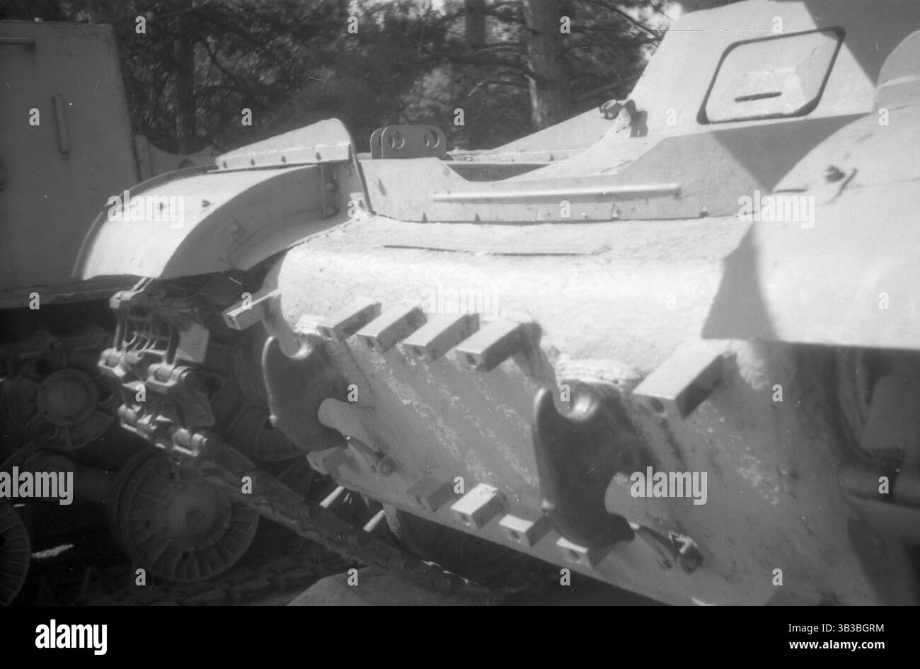 Soviet tank in the open-air museum. Monument to Soviet technology of the war years. Stock Photo
