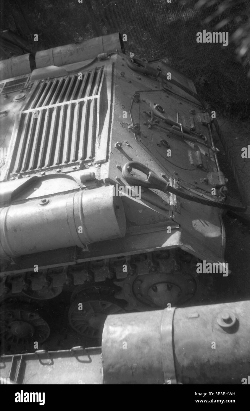 Soviet tank in the open-air museum. Monument to Soviet technology of the war years. Stock Photo