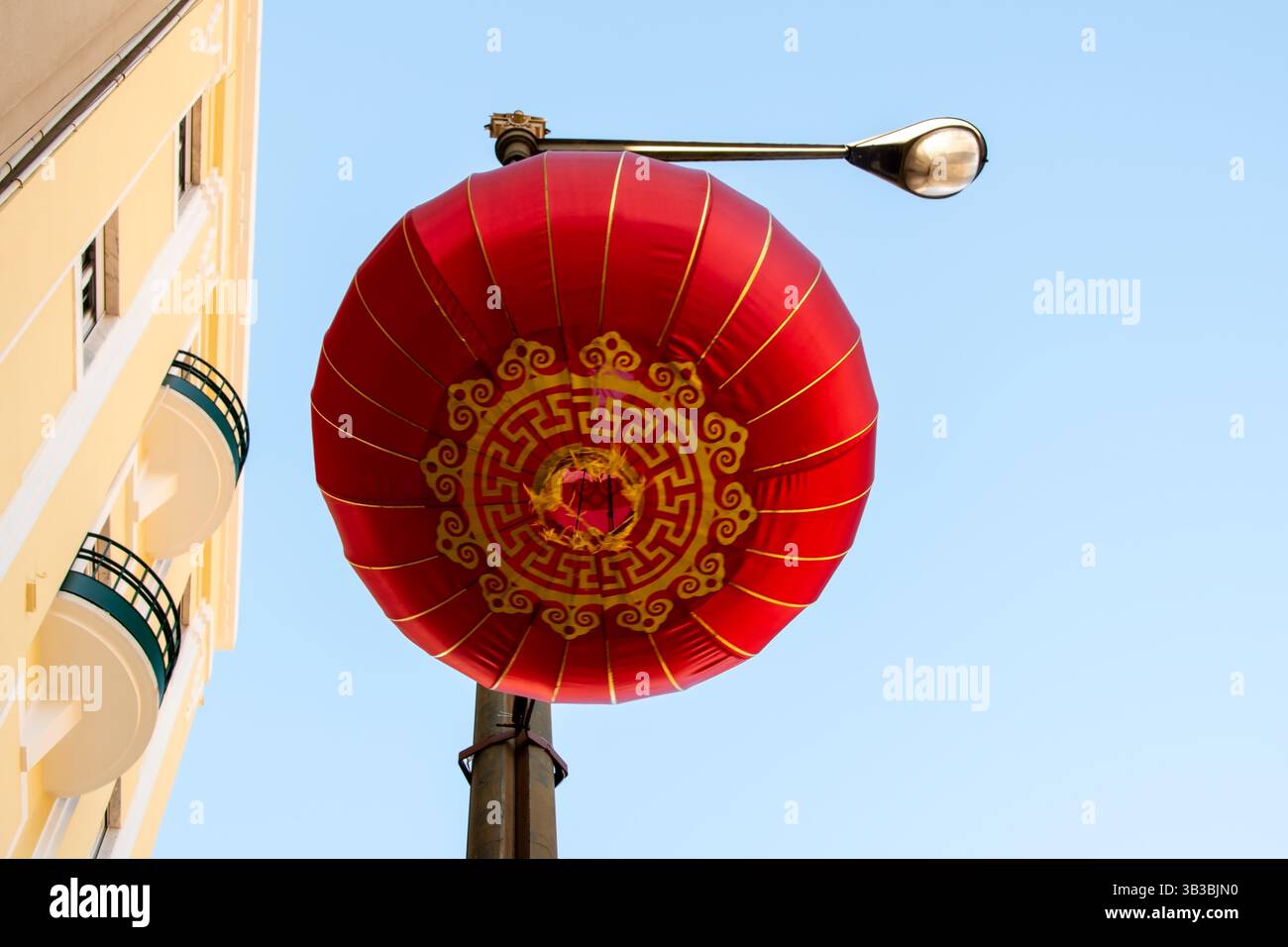 Red chinese paper lantern on blue sky background hi-res stock ...