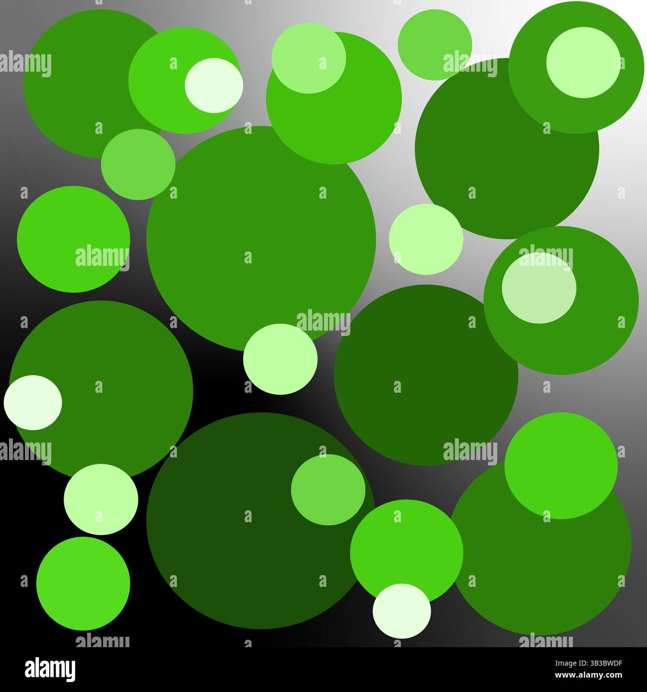 Green circles pattern. Abstract bubble background. Gradient black gray. Vector modern design. Stock Vector