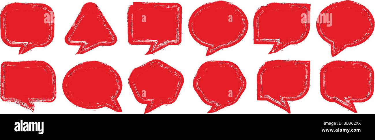 Set of speech bubbles in various shapes. Empty red speech bubbles ...