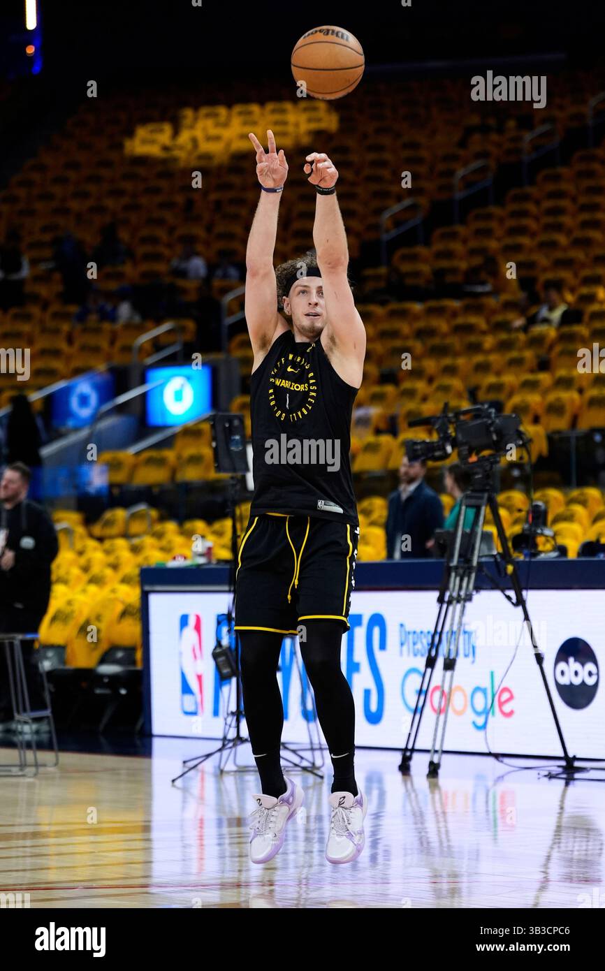Golden State Warriors Guard Brandin Podziemski Warms Up Before Game 4 Golden State Warriors Guard Brandin Podziemski Warms Up Before Game 4 Of An Nba Basketball First Round Playoff Series Against The Houston Rockets Monday April 28 2025 In San Francisco Ap A Vsquez 3B3CPC6
