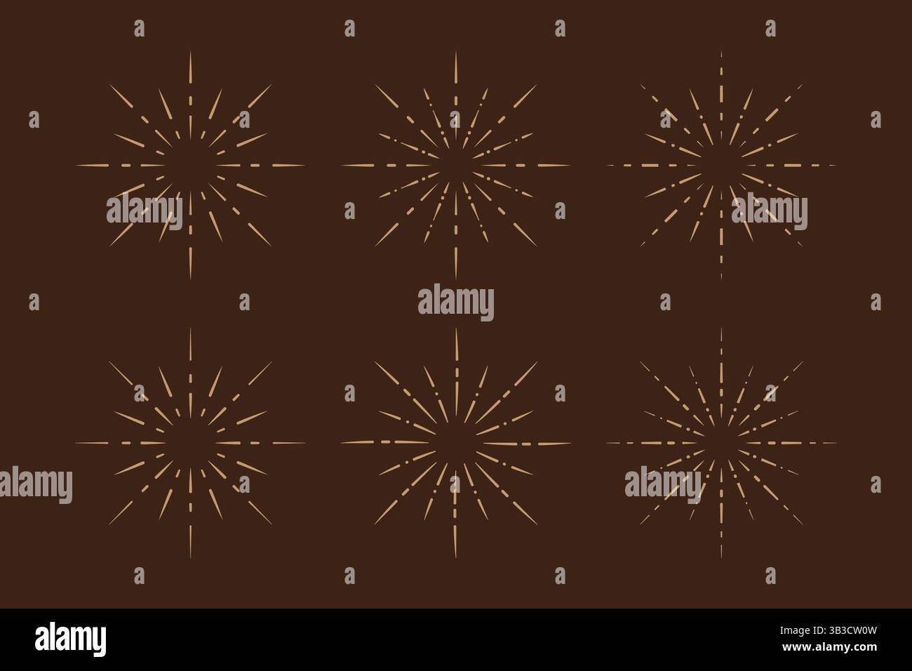 Vintage sunburst design elements on a dark background. Stock Vector