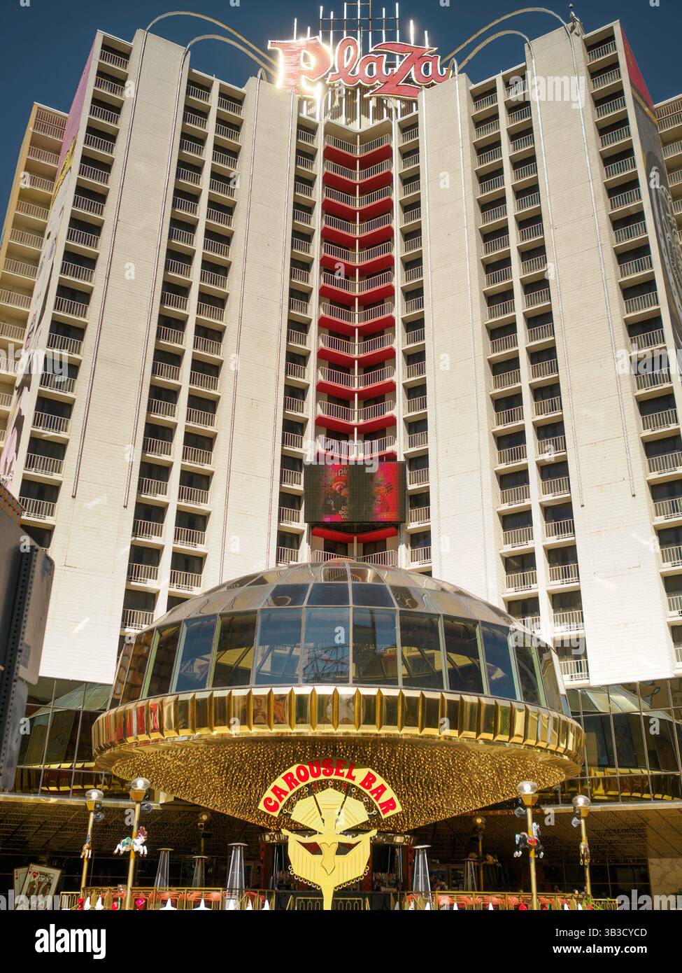 Plaza Hotel front exterior - Las Vegas, Nevada Stock Photo