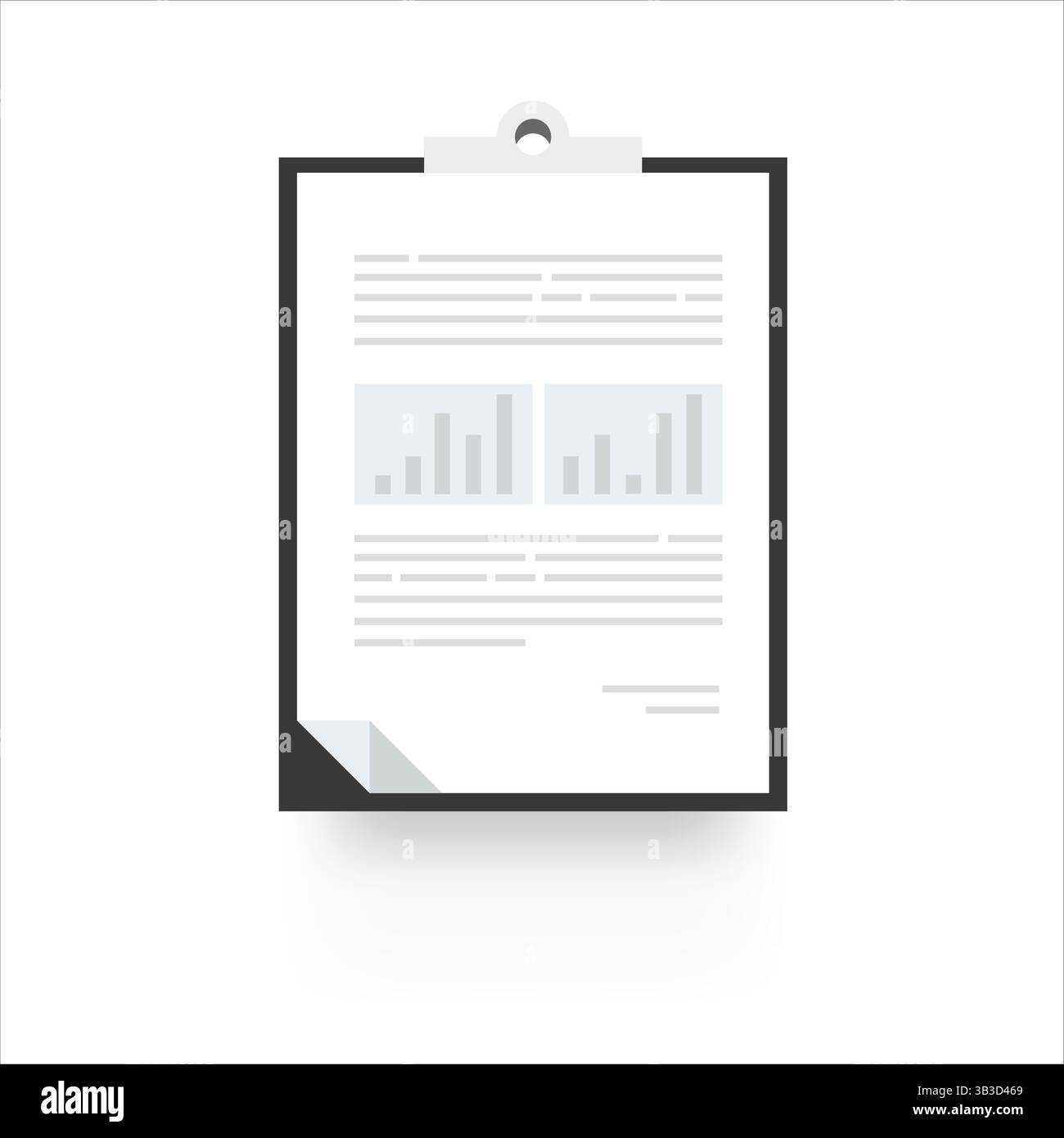 Clipboard paper document graph chart icon vector illustration. Data analysis, audit, project management, marketing research concept. Analytics for Stock Vector
