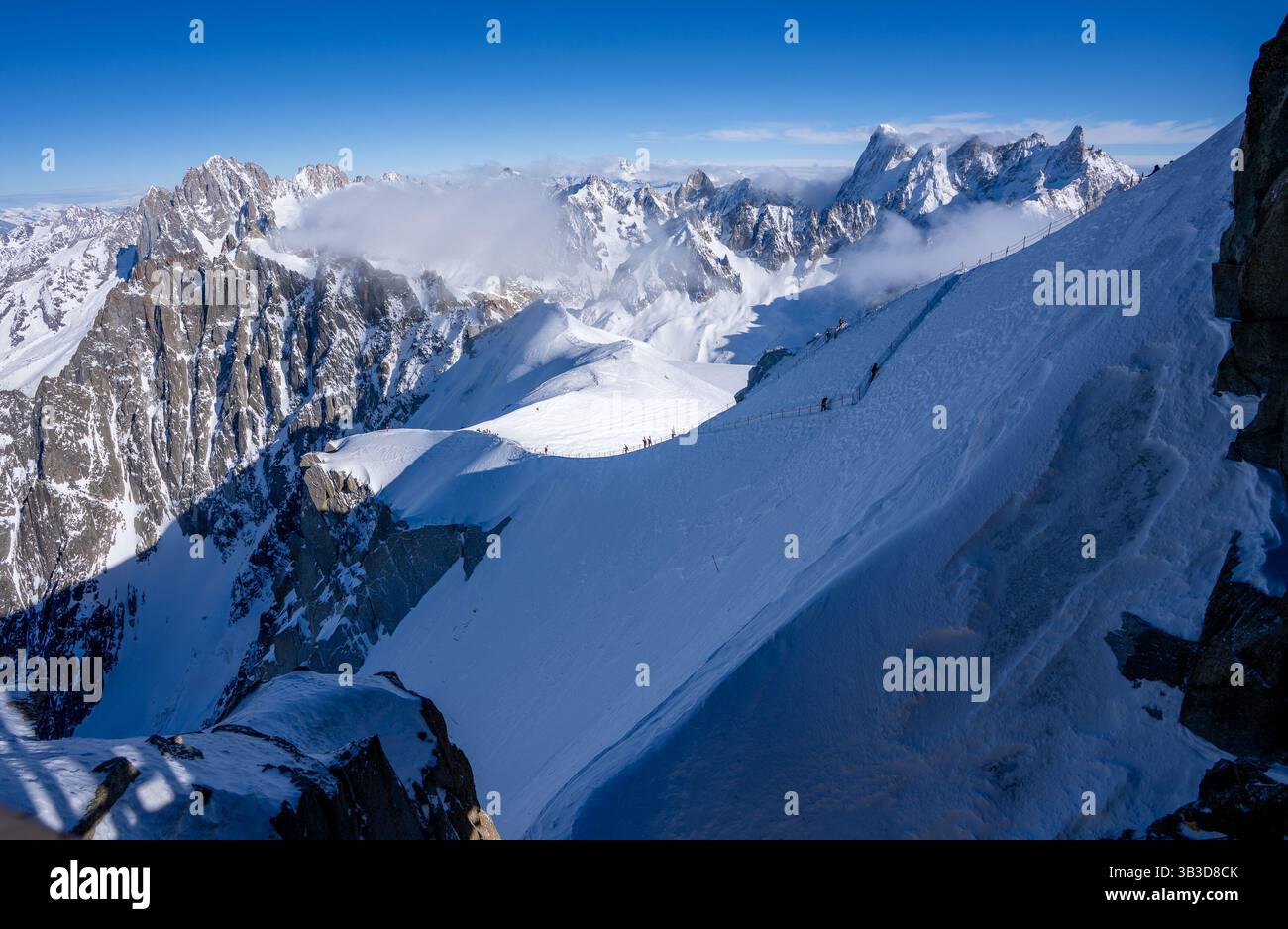 Views of La Vallee Blanche from the aiguille du midi platform Stock ...