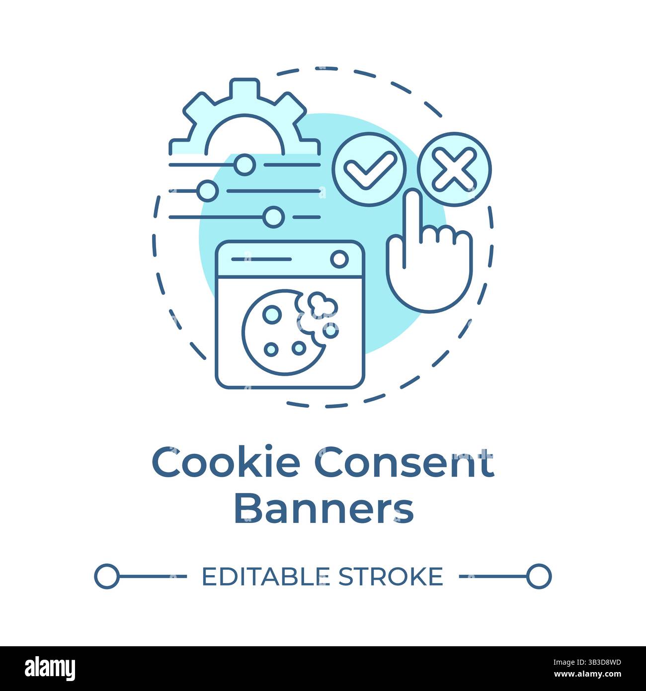 Cookie consent banners soft blue concept icon Stock Vector