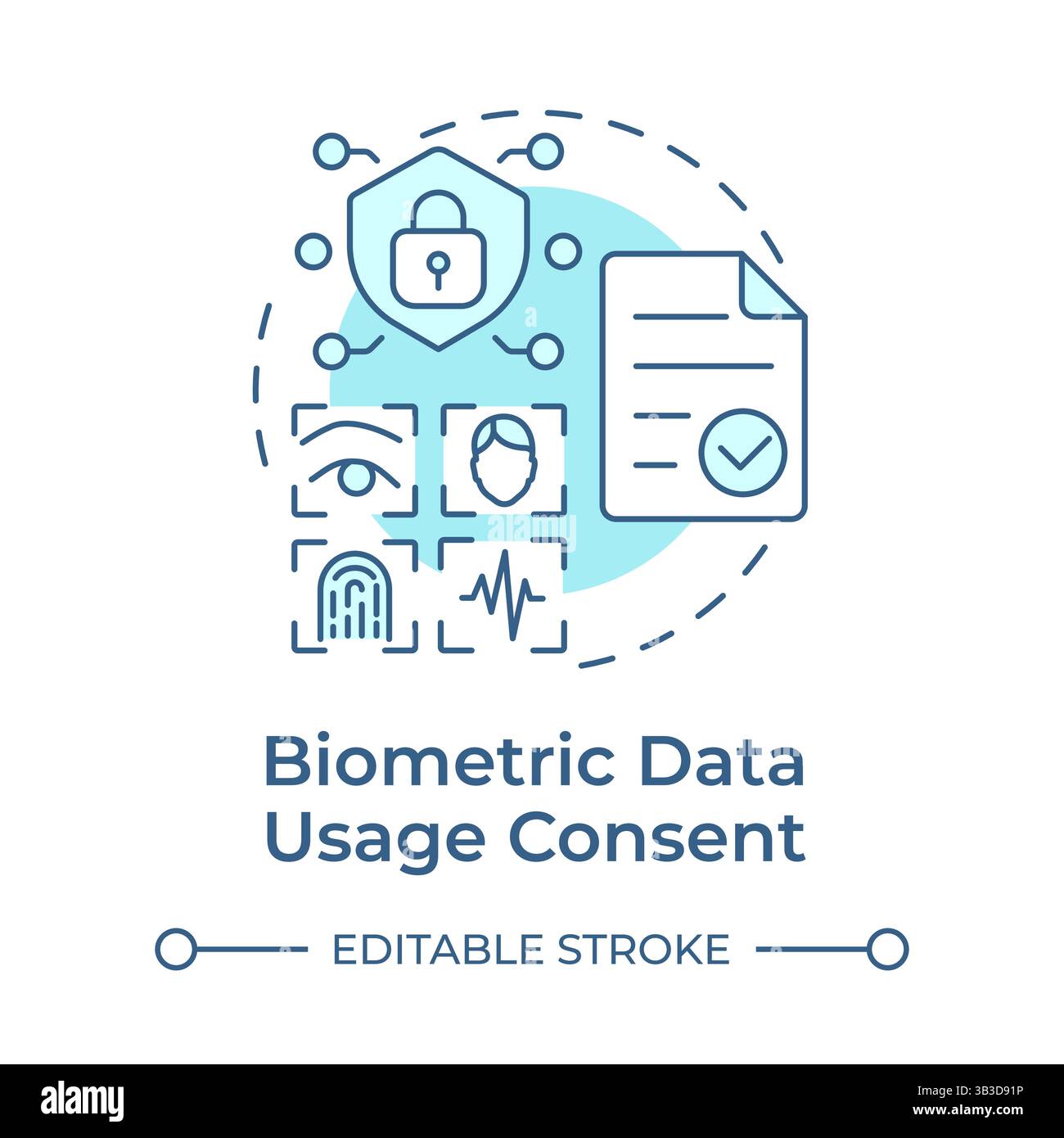 Biometric data usage consent soft blue concept icon Stock Vector