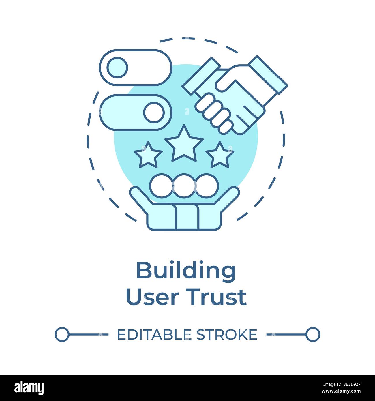 Building user trust soft blue concept icon Stock Vector