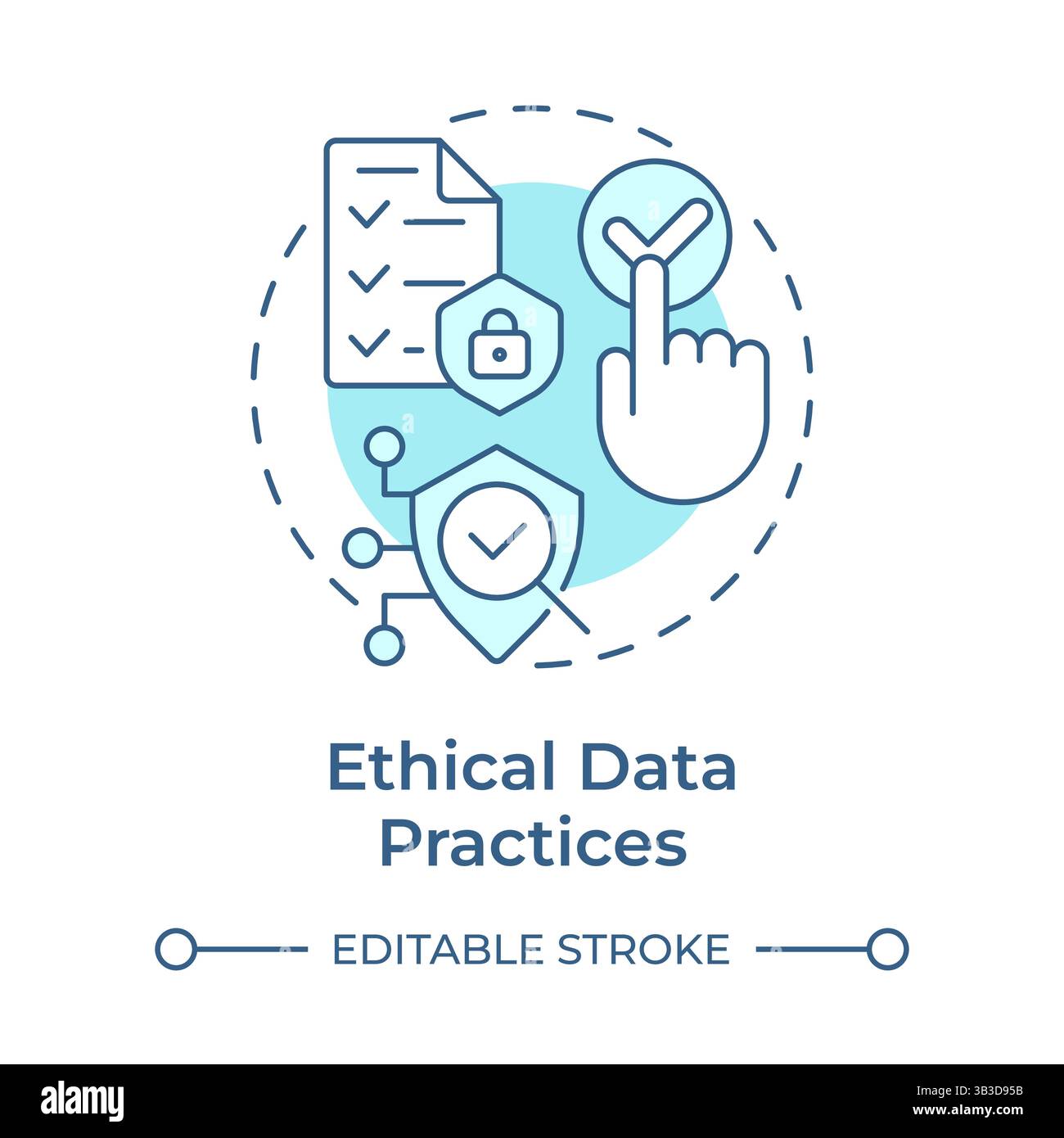 Ethical data practices soft blue concept icon Stock Vector