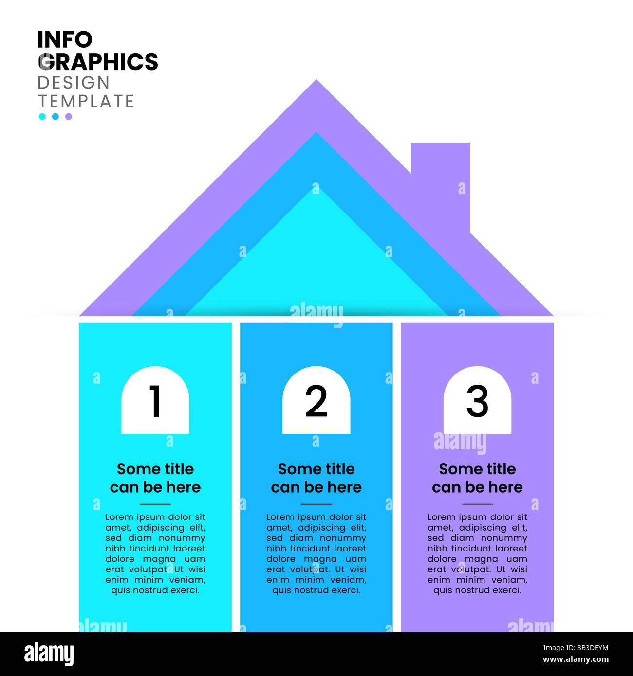 Infographic template with 3 options or steps. House. Can be used for ...