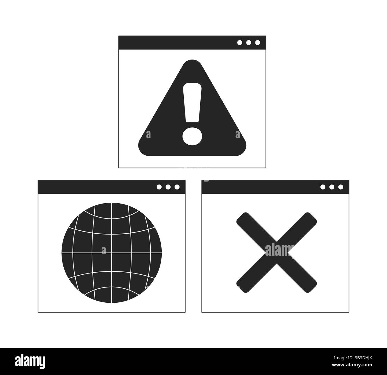 Web alert interface 2D line objects set Stock Vector