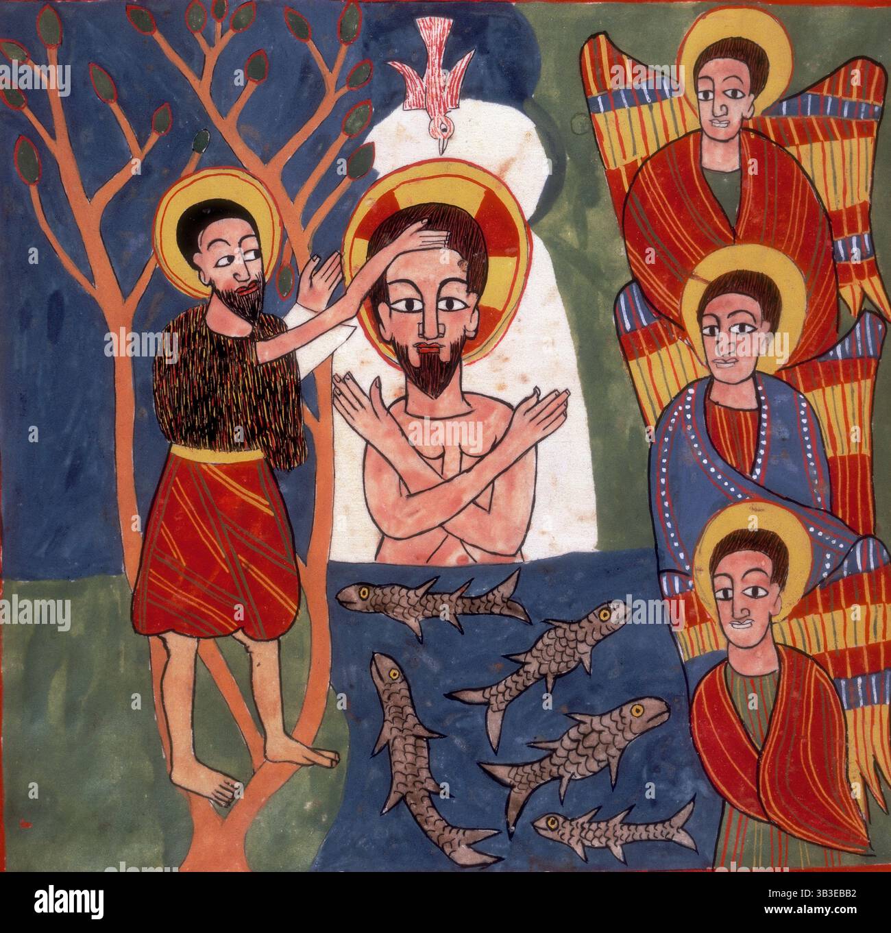 St john the baptist baptising jesus in the jordan river hi-res stock ...