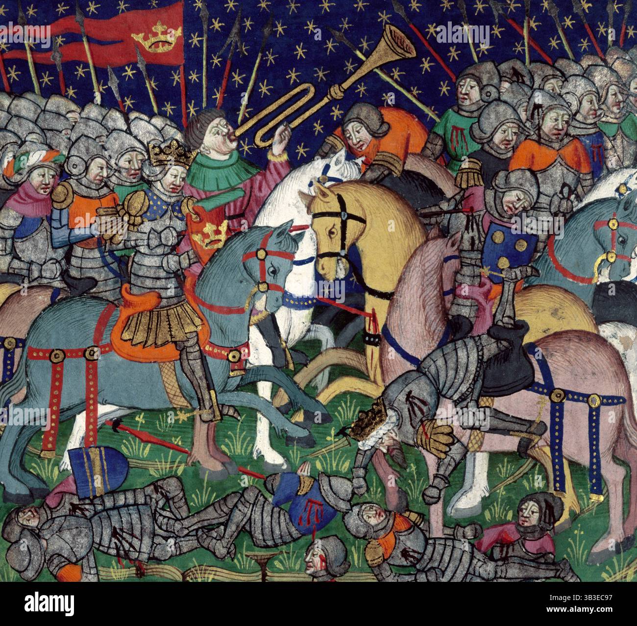 Battle between Alexander the Great and Porus, 15th century. Depiction ...