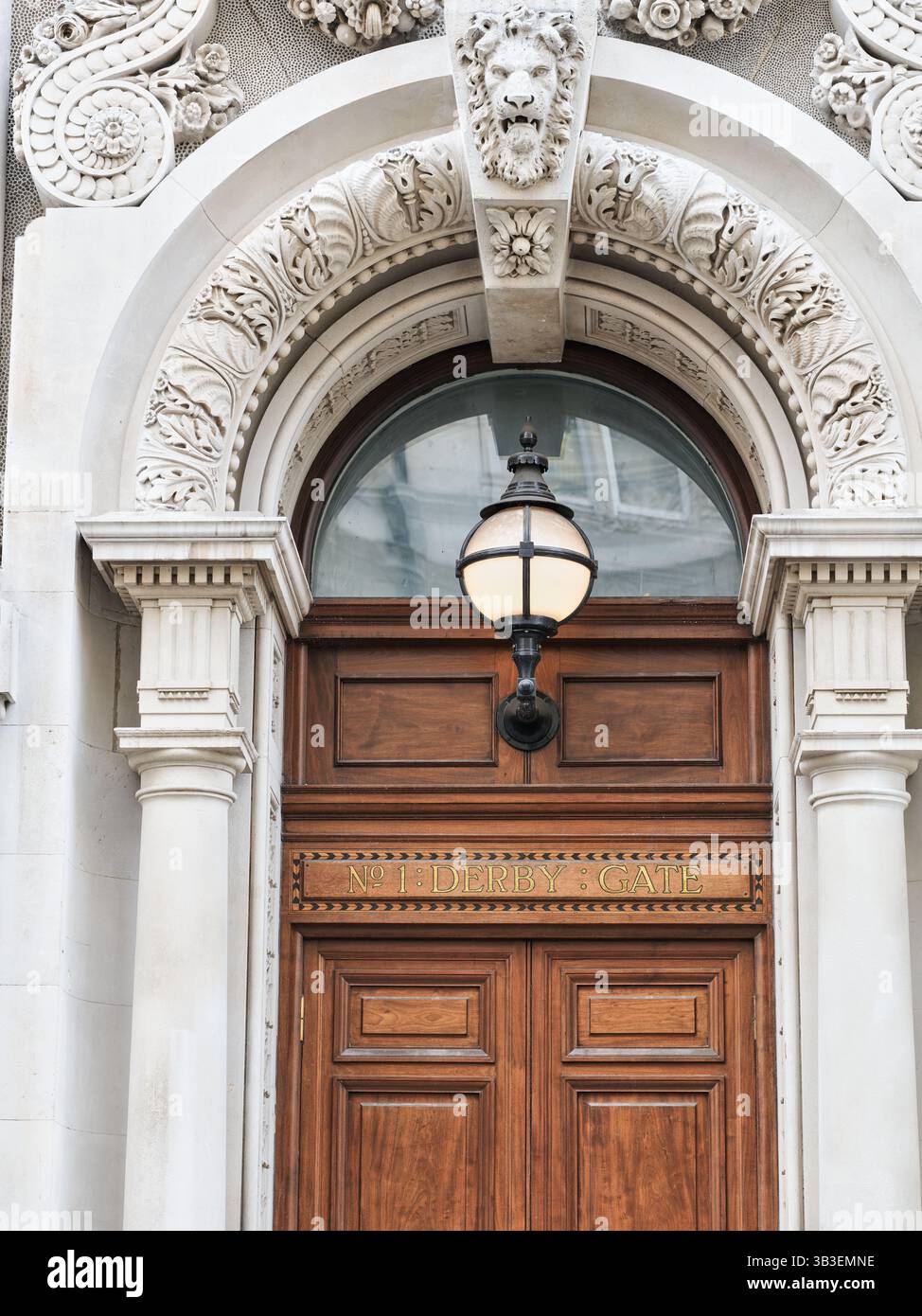 Door to Number1 Derby Gate, Westminster, London, England. Stock Photo