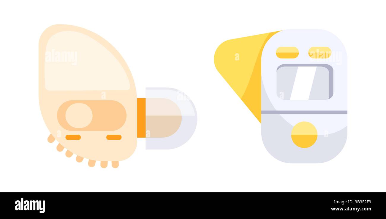 Modern hearing amplifiers improving listening experience Stock Vector