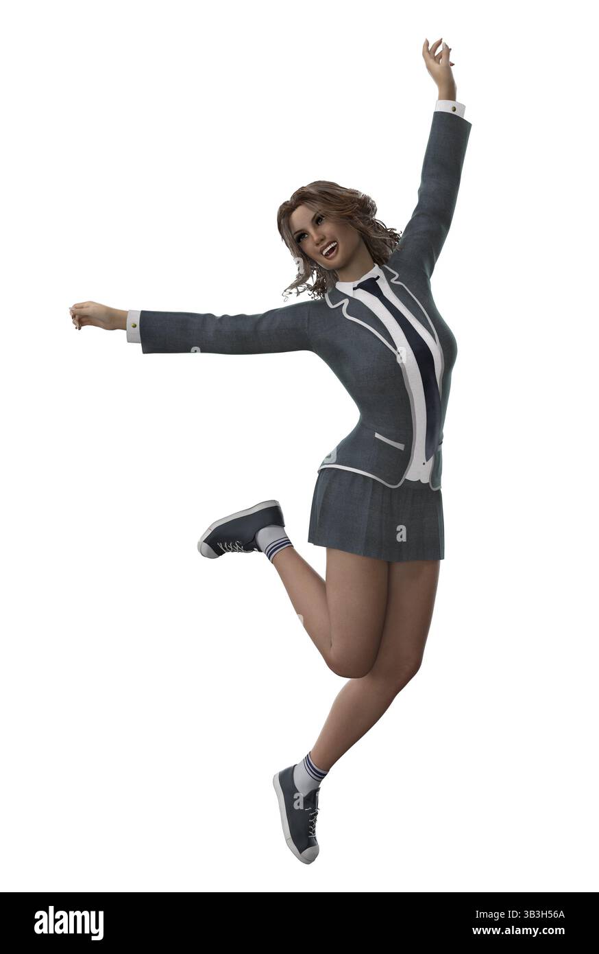 Student Render 3D rendering of a student girl in a college uniform, perfect for ...
