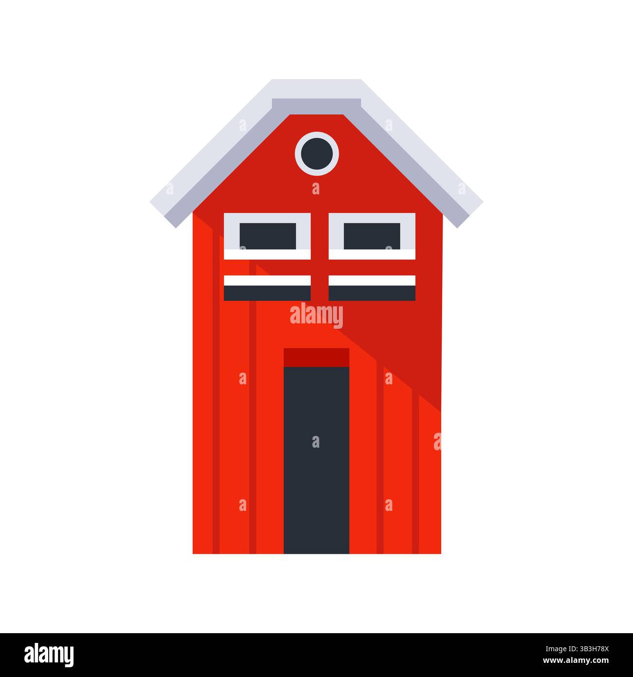 Traditional norwegian rorbu house standing on white background Stock Vector