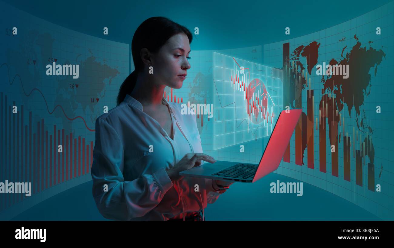 Futuristic digital dashboard world maps hi-res stock photography and ...