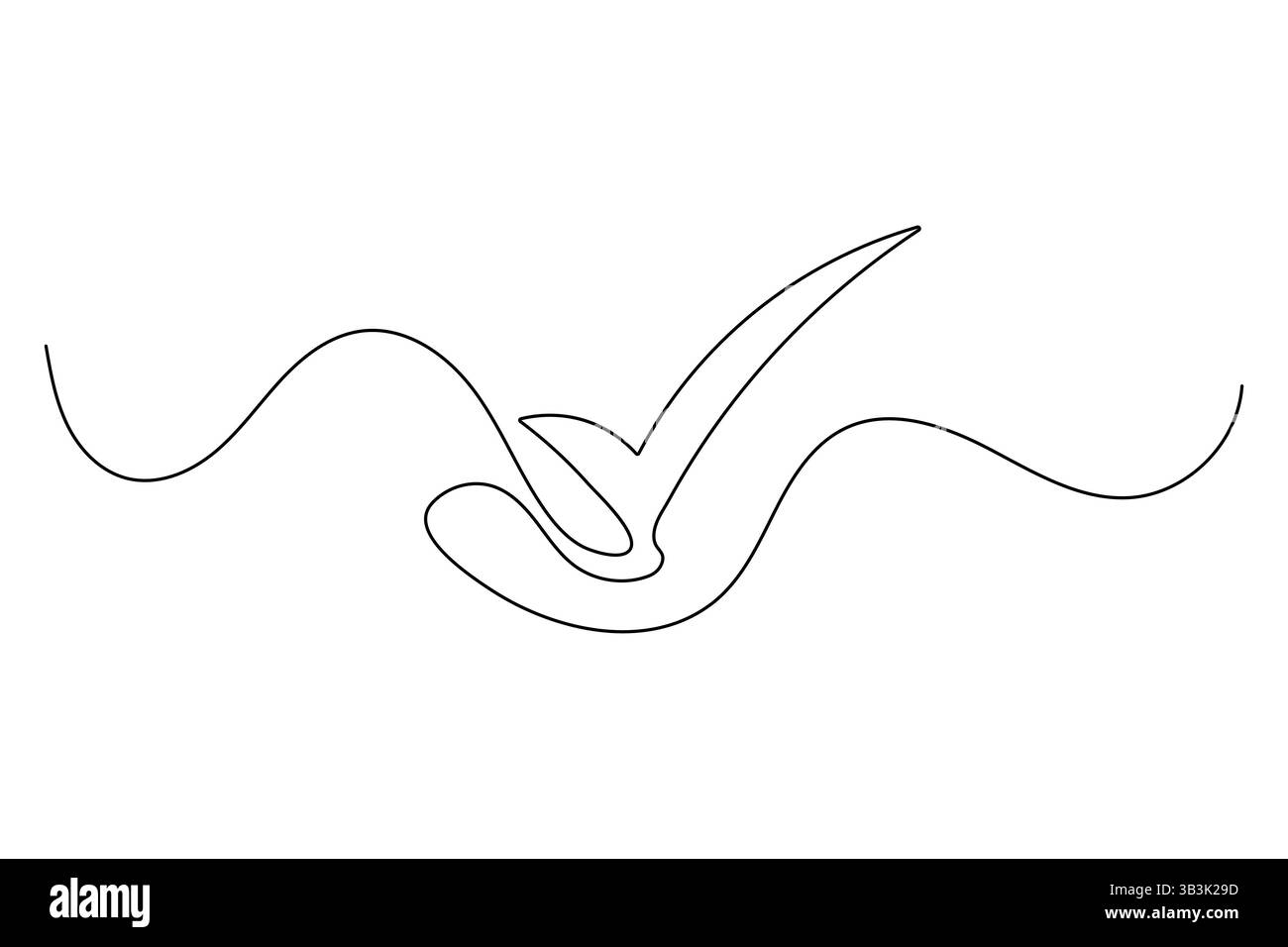 Drawing Check Line Check mark one line Drawing minimalist outline vector illustration ...