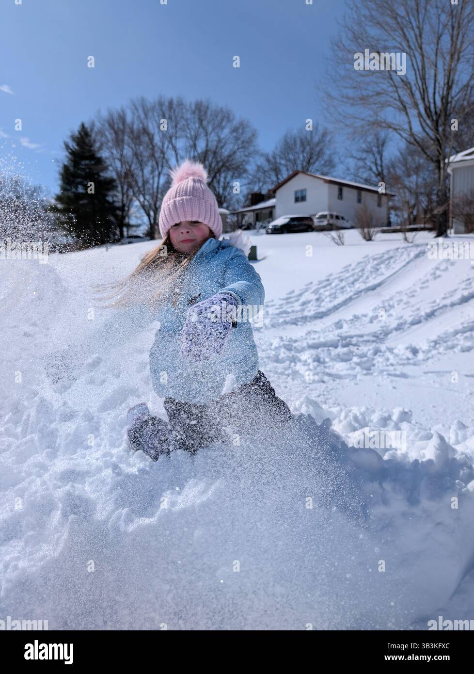 Kids playing in the snow - Smartphone Captured Stock Image