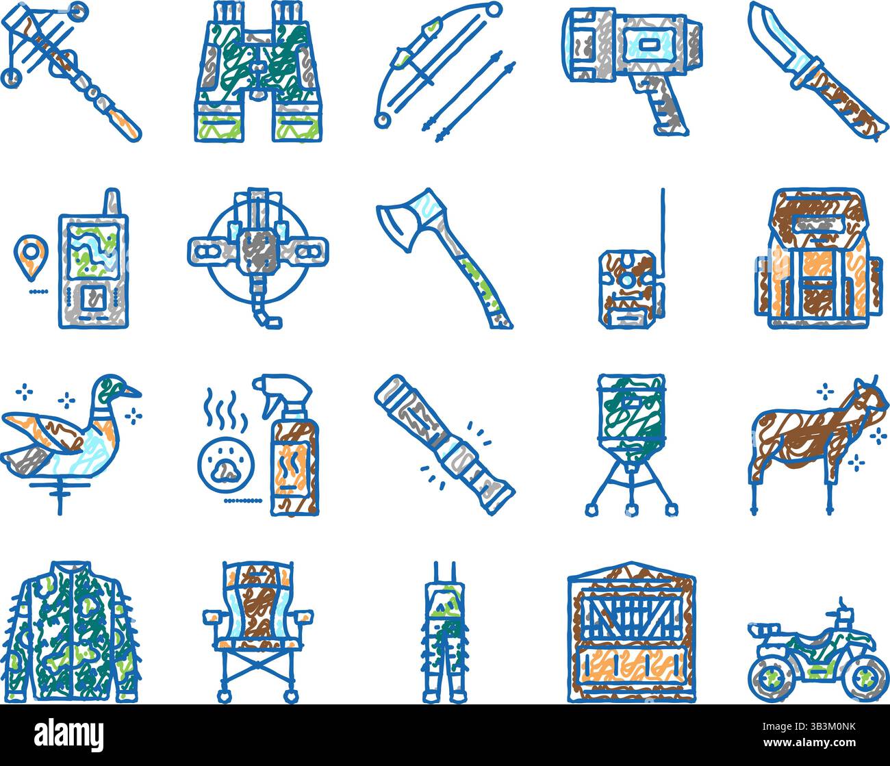 Hunting Shop Selling set Icons hand drawn Stock Vector Image & Art - Alamy