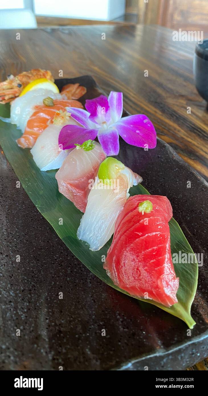Art on a plate — vibrant, fresh sushi crafted with precision and plated to perfection. - Smartphone Captured Stock Image