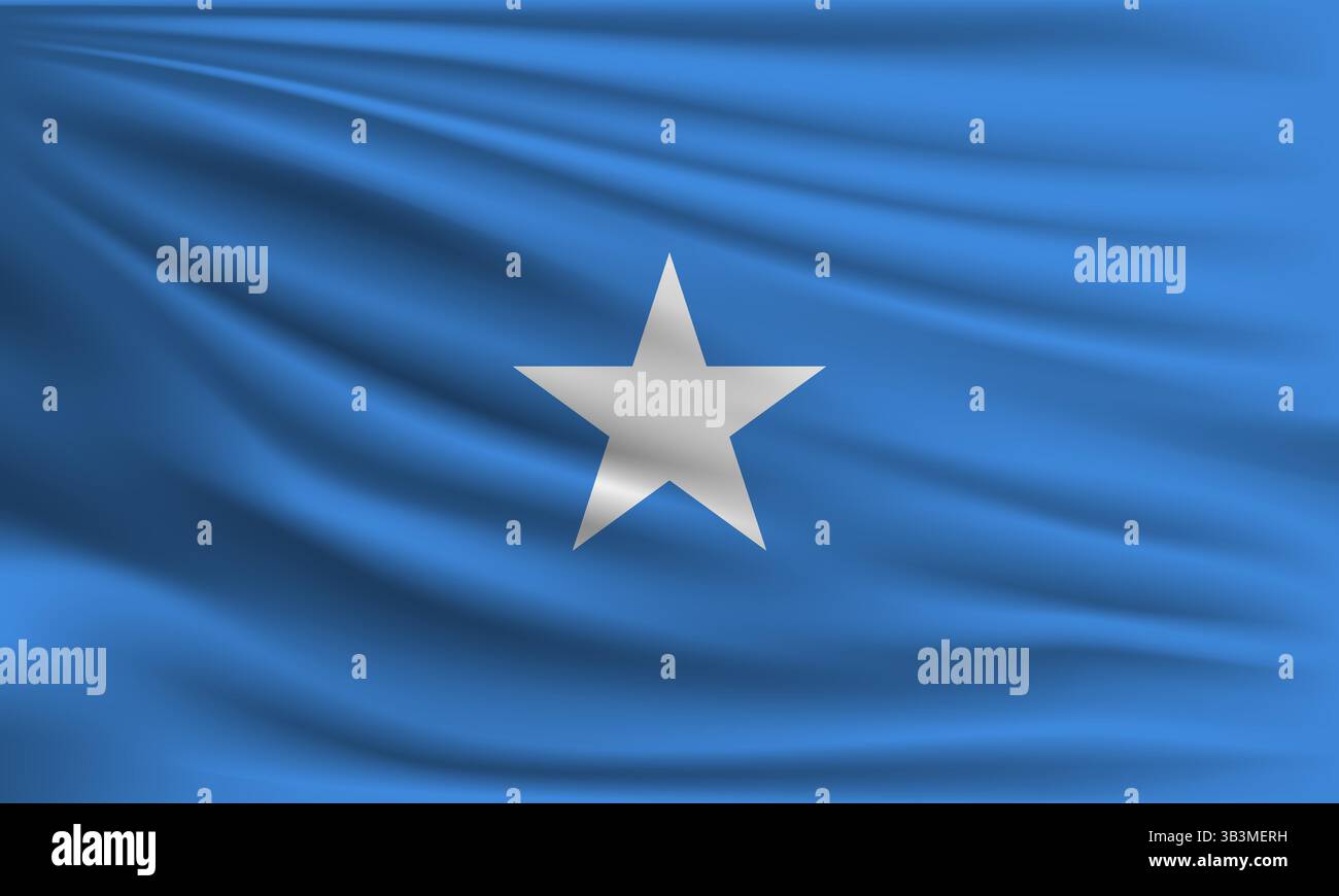 Vector flag of Somalia waving closeup style background illustration Stock Vector