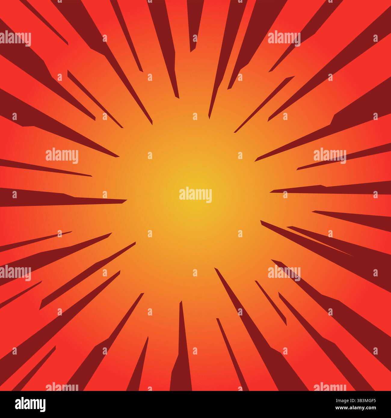 Radial orange speed lines for comic books explosion background Stock Vector