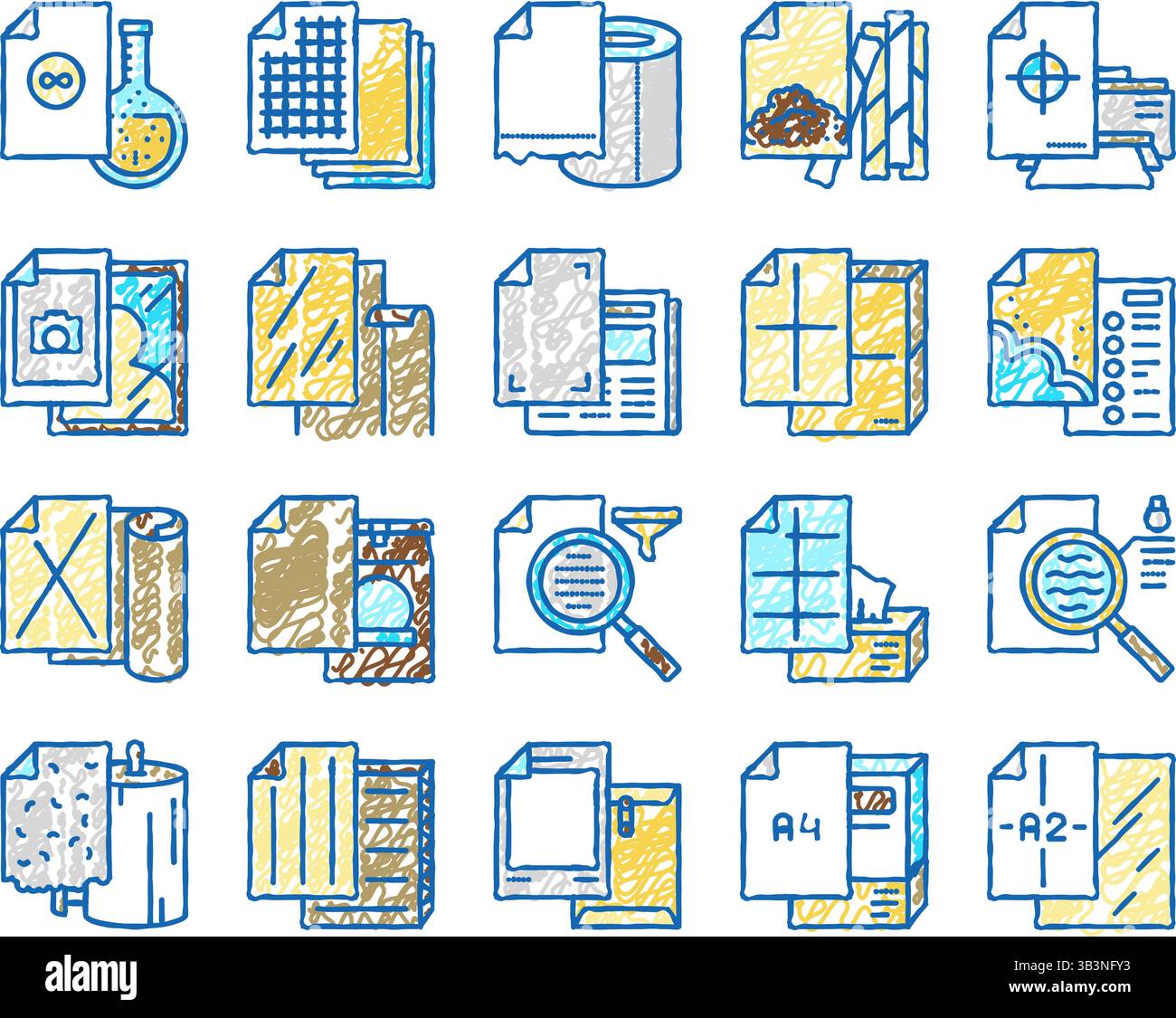 Paper List For Printing Poster Icons hand drawn Stock Vector Image ...