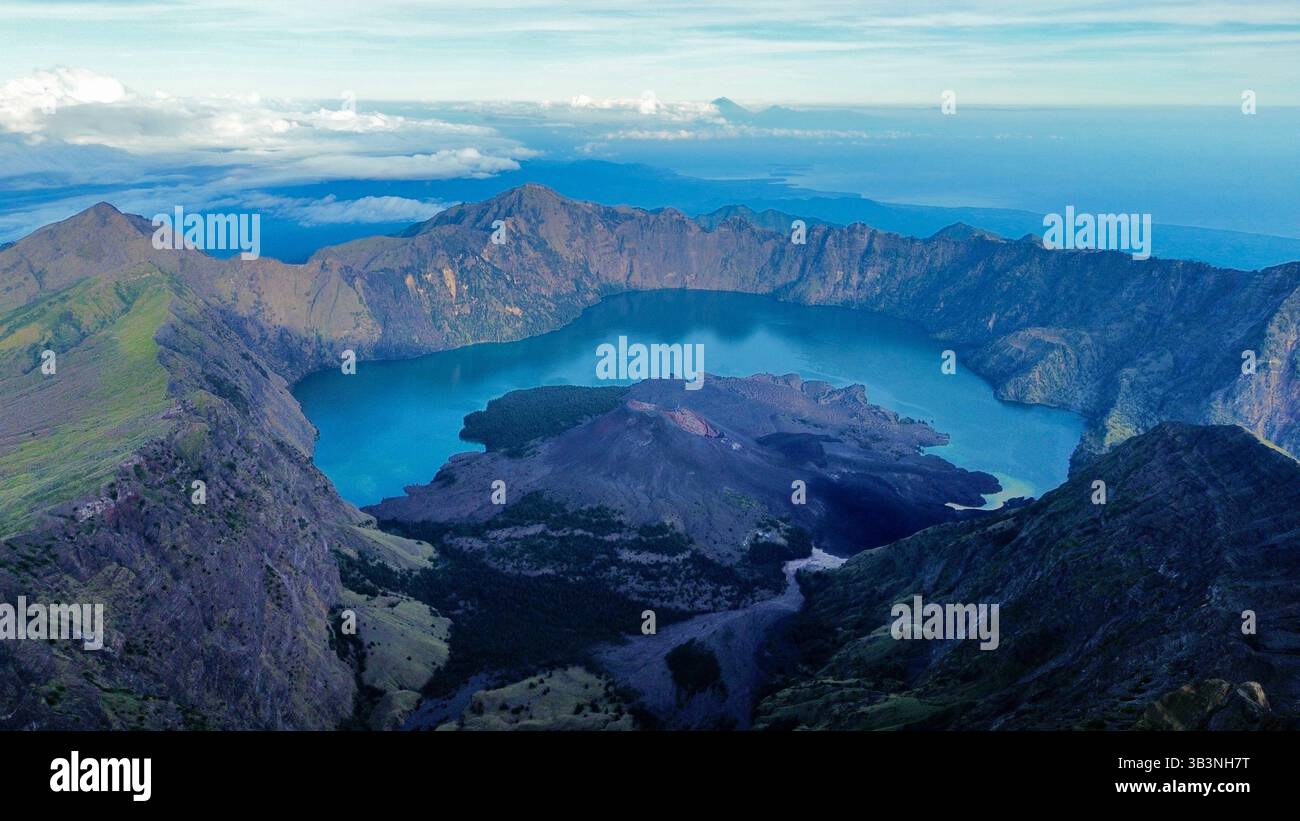 The Summit of Mt Rinjani, Lombok Stock Photo